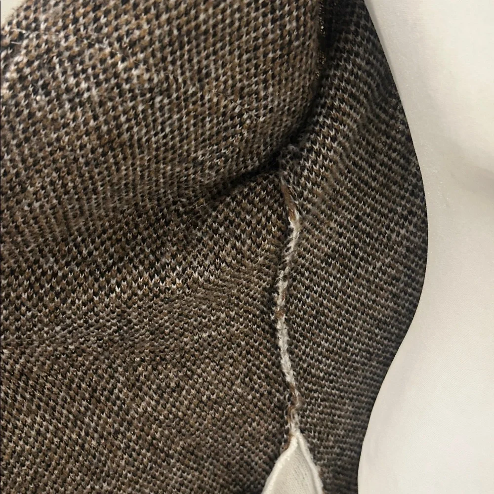 White Gray beige neutral Plaid Women's sweater Coat - Picture 3 of 11